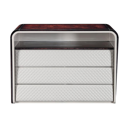 RW-ZD-《巴利》轻奢原木皮艺储物玄关柜 商品图1