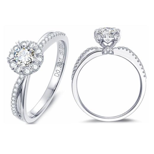 MEMORA诗普琳珠宝拥爱系列白色18K金钻戒DR2019 商品图0