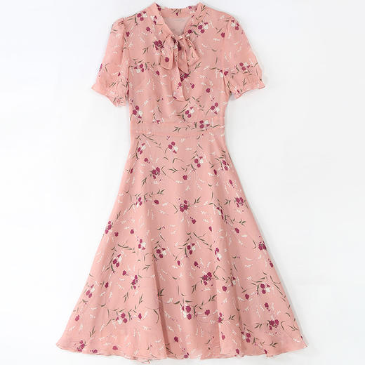 WZNH-XBL825新款小清新雪纺气质中长款大摆修身裙子 商品图4