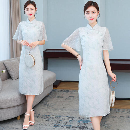 HT-8530夏季新款复古立领改良旗袍裙 商品图0