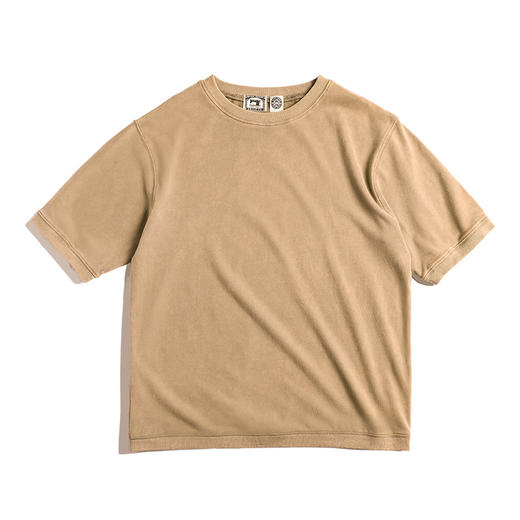 马登工装美式复古vintage卡其色重磅t恤阿美咔叽纯色做旧短袖男