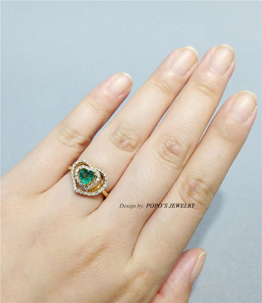 【每日特选】18K黄金心形祖母绿钻石戒指(预约看货) 商品图8