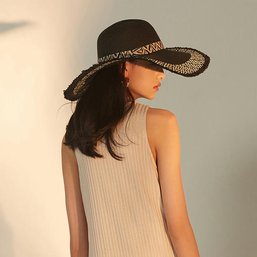 va博物馆格雷戈里摩登时代时尚都市大檐草帽女黑色