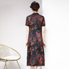 B-6455新款气质大码绣花中长款显瘦过膝连衣裙 商品缩略图3