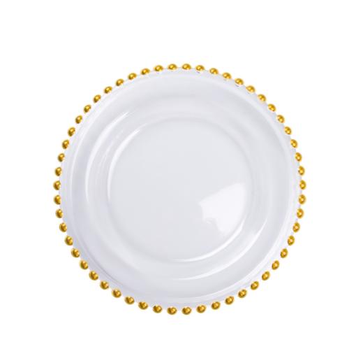【水果盘】*水晶玻璃盘家用 创意金边珍珠盘水果盘西餐垫盘 欧式透明餐盘 商品图2