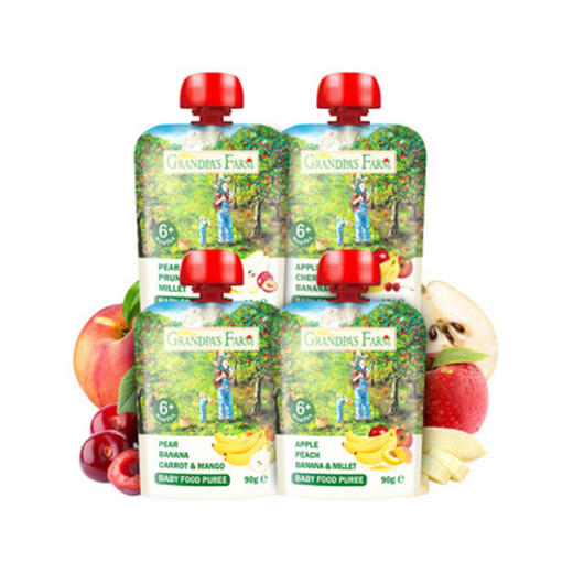 完税进口 【品牌直供】爷爷的农场进口宝宝果泥婴儿辅食果汁泥吸吸袋90g 商品图0
