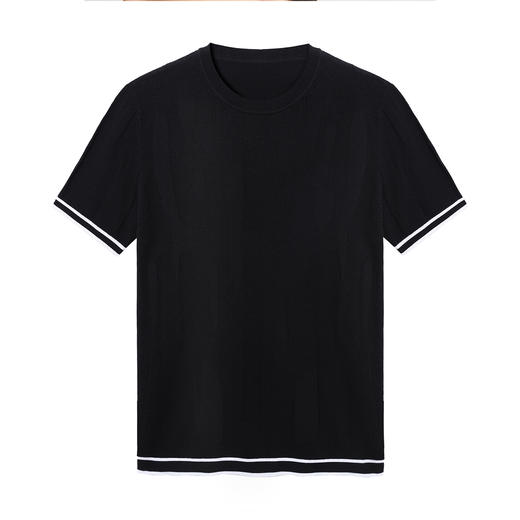 墨麦客男装2020夏季新款圆领撞色针织T恤男士短袖桑蚕丝体恤7730 商品图4