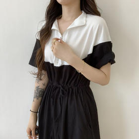 Zip elastic short sleeve dress 拉链松紧短袖连衣裙 忌平庸JPY带授权招加盟代理