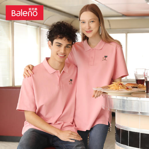 班尼路polo衫男短袖抗菌弹力印花宽松休闲翻领情侣装 商品图0