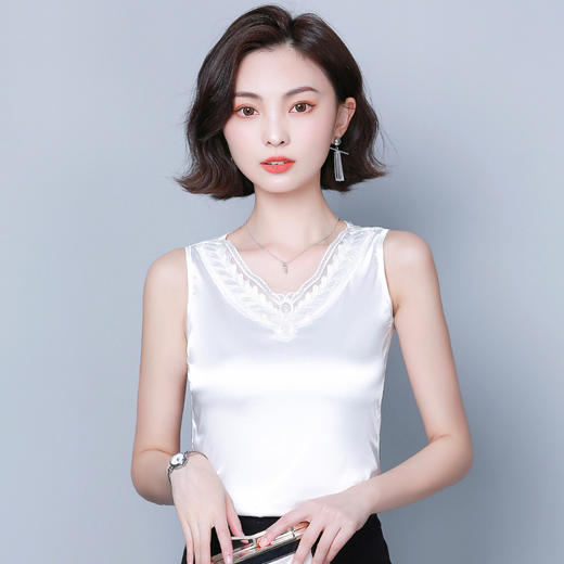 TYL-9992新款吊带背心内搭无袖蕾丝缎面打底衫上衣 商品图3