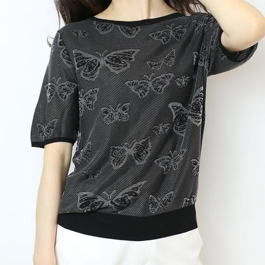 SM-A16093夏新款高端气质上衣女欧根纱刺绣蝴蝶ins潮T恤 商品图2