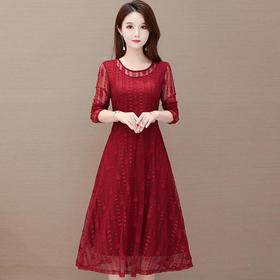 YWE-TYH20F07新品气质减龄蕾丝大码连衣裙