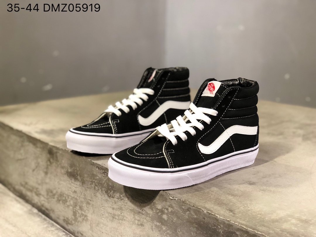 万斯 Vans SK8 Mid 经典款 黑白高帮 黑高 硫化 情侣街头休闲鞋