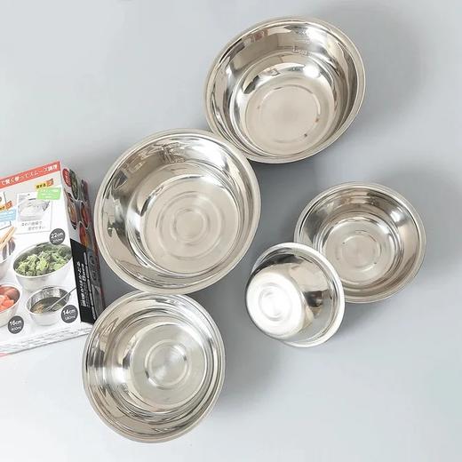 日本家用厨房户外野餐带刻度不锈钢碗具料理水果分装套盆5件套 商品图4