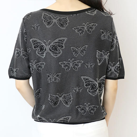 SM-A16093夏新款高端气质上衣女欧根纱刺绣蝴蝶ins潮T恤 商品图3