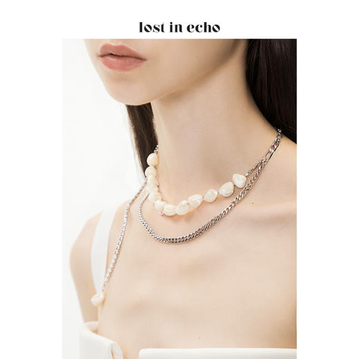 lost in echo设计师冒险宣言系列duke 贝母珠链条混搭双层项链 商品图3