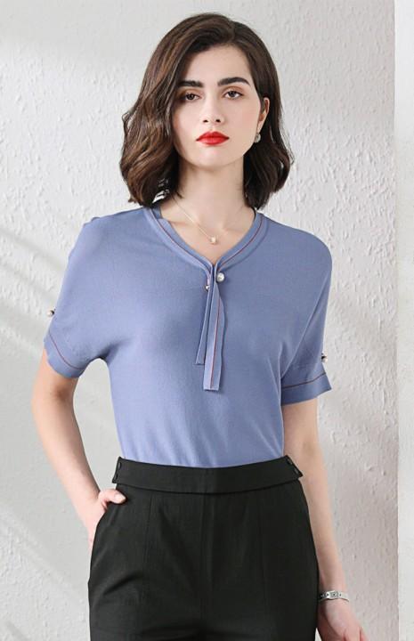 夏季蕾朵海雾蓝优雅针织上衣8l1jadm20769426