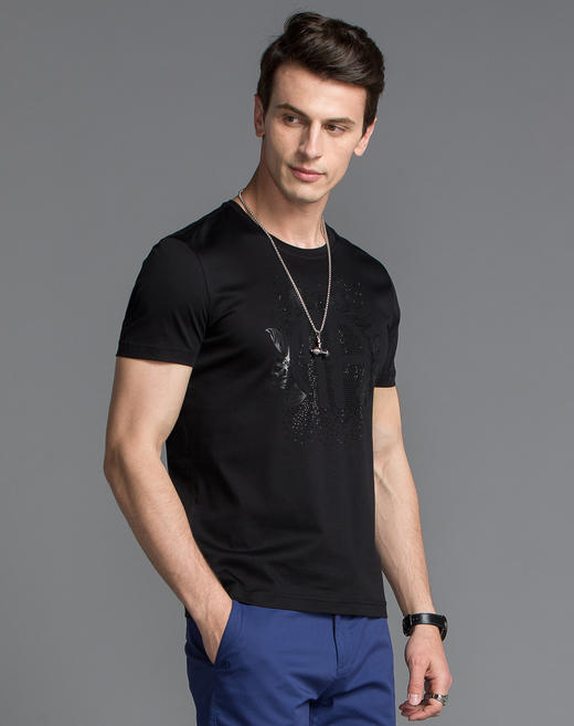 Marco Azzali 黑色圆领T恤 T5060200 商品图2