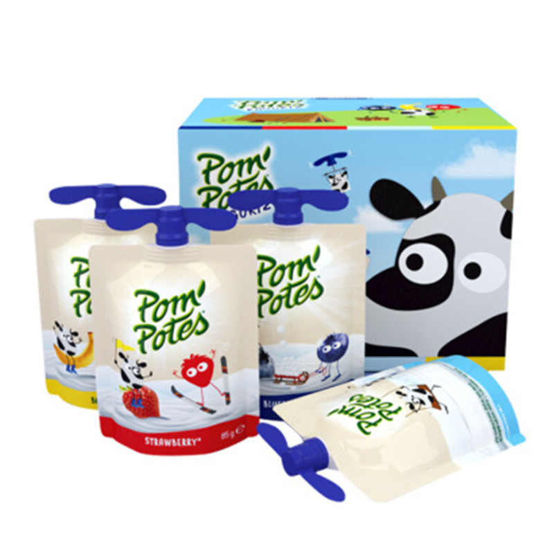 法国进口法优乐PomPotes儿童酸奶85g*4袋 宝宝辅食零食非果泥JPY带授权招加盟代理