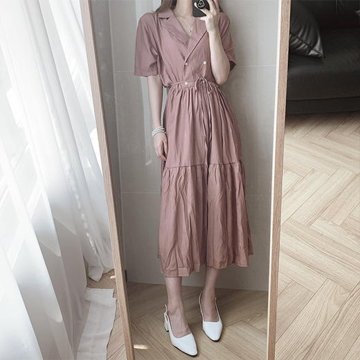 Loose V-neck puff sleeve shirt dress宽松V领泡泡袖衬衫裙JPY带授权招加盟代理 商品图3