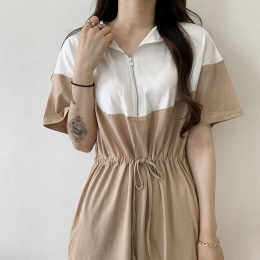 Zip elastic short sleeve dress 拉链松紧短袖连衣裙 忌平庸JPY带授权招加盟代理 商品图1