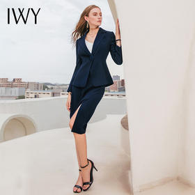 IWY/藏青色长袖西装套裙CS10313