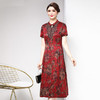 B-6455新款气质大码绣花中长款显瘦过膝连衣裙 商品缩略图1