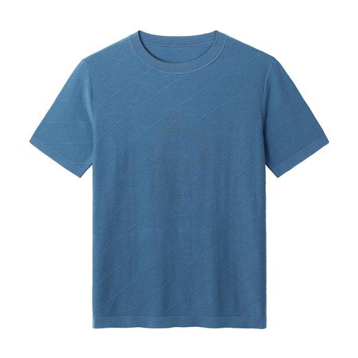 墨麦客男装2020夏季新款圆领条纹镂空桑蚕丝圆领针织短袖t恤7733 商品图4