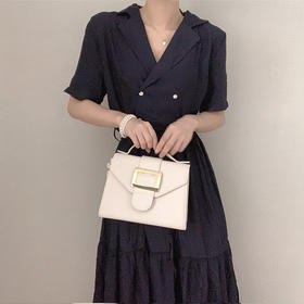 Loose V-neck puff sleeve shirt dress宽松V领泡泡袖衬衫裙JPY带授权招加盟代理