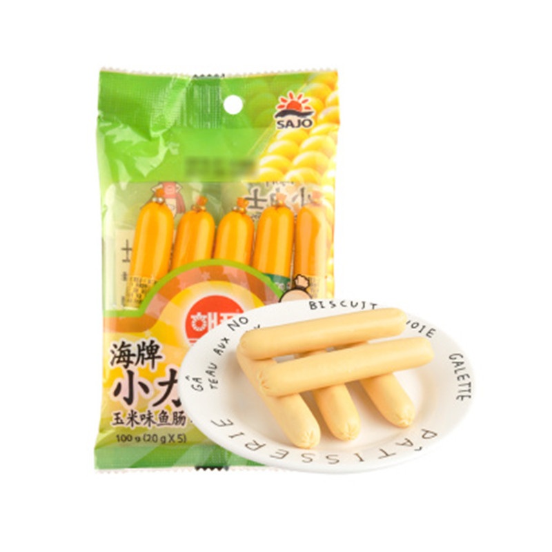 韩国进口鱼肠海牌小力士儿童鱼肠玉米味20g*5JPY带授权招加盟代理