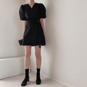 V-neck puff sleeve mini dress V领泡泡袖迷你连衣裙 忌平庸JPY带授权招加盟代理