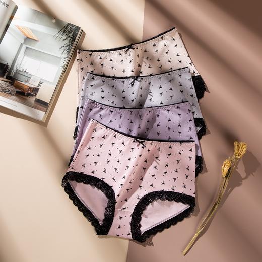 （一盒两条）女士精梳棉生理防漏弹力棉印花蕾丝边内裤2912/2894 商品图3