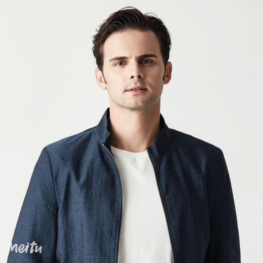 capel卡博尔男装湖蓝色休闲立领夹克jk17507