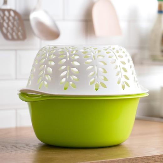 茶花 厨房洗菜篮塑料水果盆双层沥水篮漏水果蔬筐滴水筛 1156 商品图3