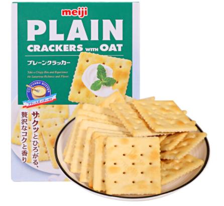 明治(meiji) 苏打饼干 燕麦薄脆饼干 新加坡进口104g 儿童零食 早餐