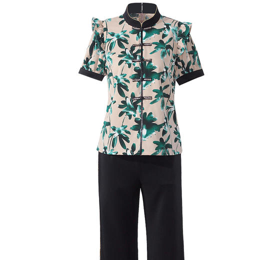 DLQ-A2569妈妈碎花小衫新款上衣洋气气质复古短袖雪纺衫 商品图4