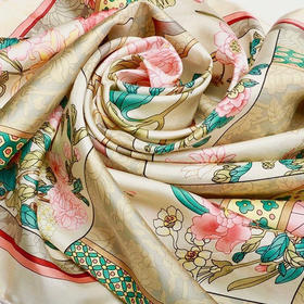 【皇锦】粉彩真丝方巾