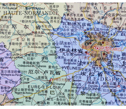 法国地图,1.1m x 0.8m,全开覆膜挂图 商品图3