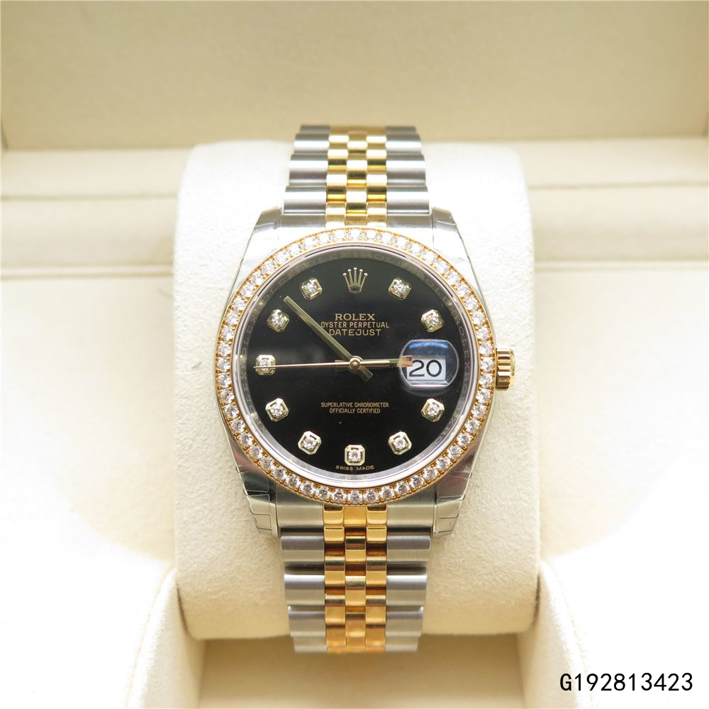 【二手95新】劳力士日志型系列116243黑盘镶钻纪念表带中性腕表(部分