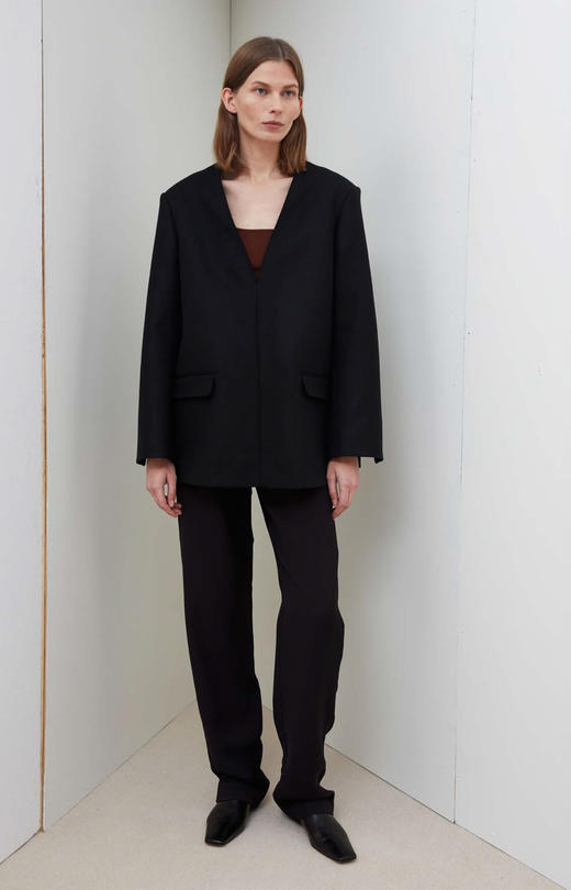 toteme 卡其色/黑色giverny羊毛v领套头西装