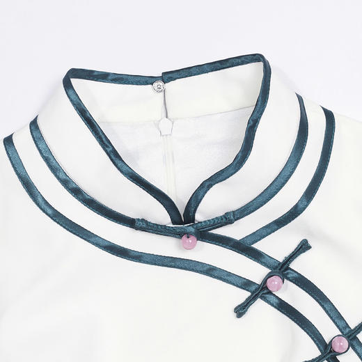 DLQ-A2519白色日常走秀高端演出服真丝旗袍裙（可定制） 商品图3