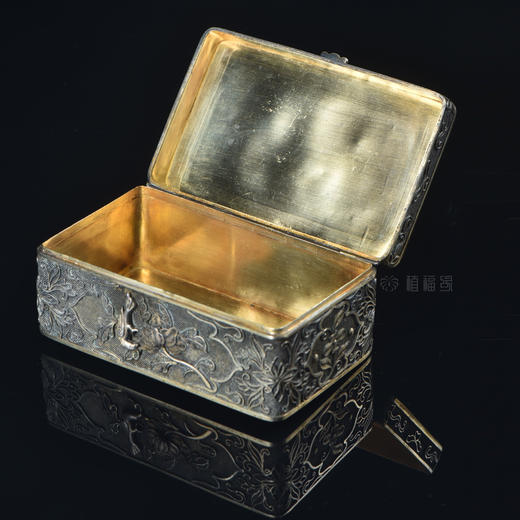 【繁花似锦】老银鎏金掐丝镶宝石盒 商品图7