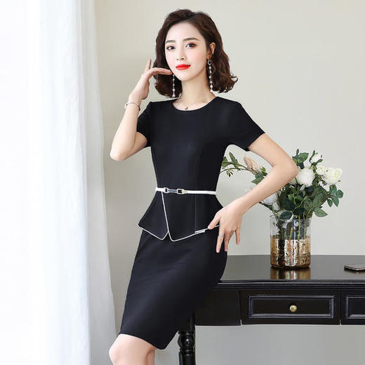 XZ-YL1986简约舒适，圆领中腰工作服短袖连衣裙 商品图2