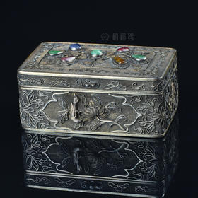 【繁花似锦】老银鎏金掐丝镶宝石盒