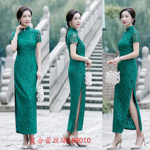 SYK-189010新款复古气质修身蕾丝长款旗袍 商品图2