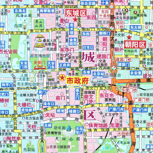 北京城市地图,1.1m×0.8m,全开覆膜挂图 商品图4