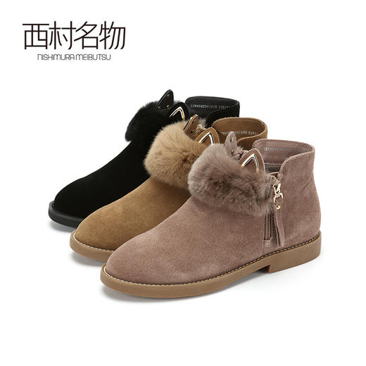 西村名物新款可爱舒适平底雪地靴X284S42301 商品图0