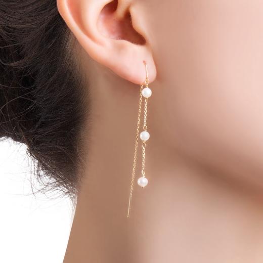 annaya9k黄金淡水珍珠耳环长款流苏耳线女简约超仙气质耳饰