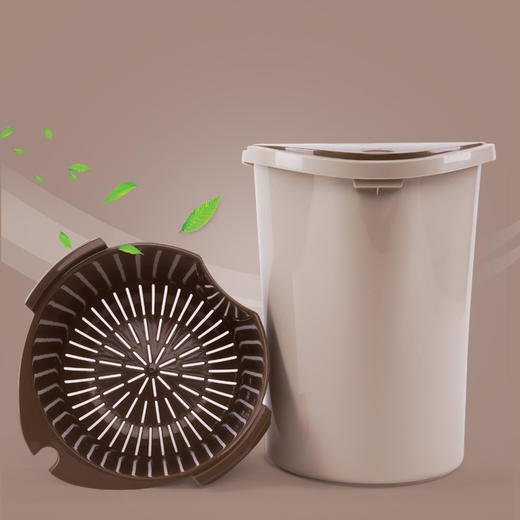 茶花 塑料加厚茶水桶排水桶茶渣桶茶叶带盖接管按键式垃圾桶1521 商品图2