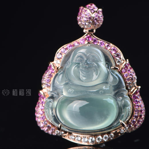 【笑口常开】粉边镶翡翠佛公-GZ12005062 商品图1